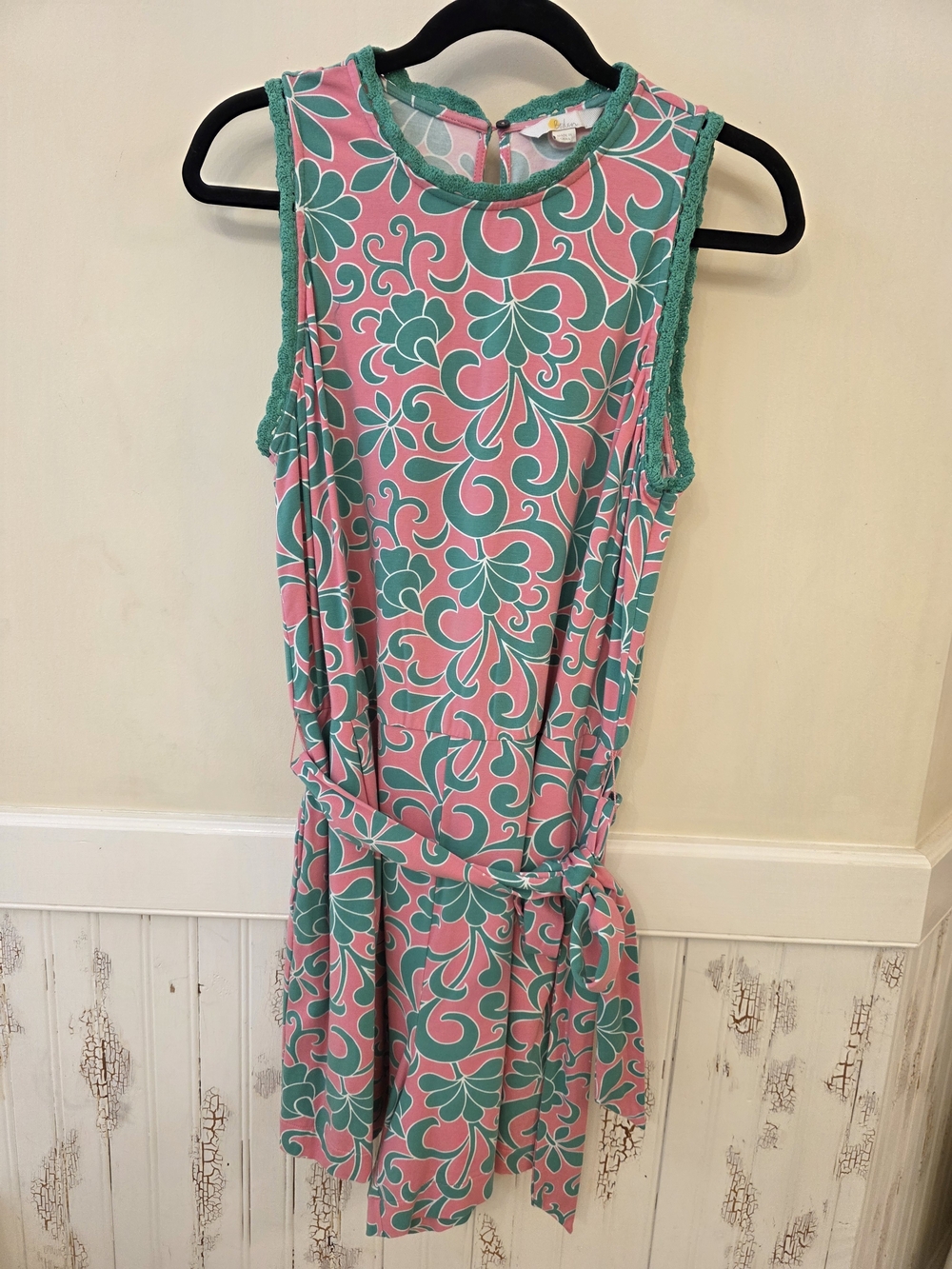 Boden Women's Pink & Teal Floral Tie-Waist Sleeveless Romper